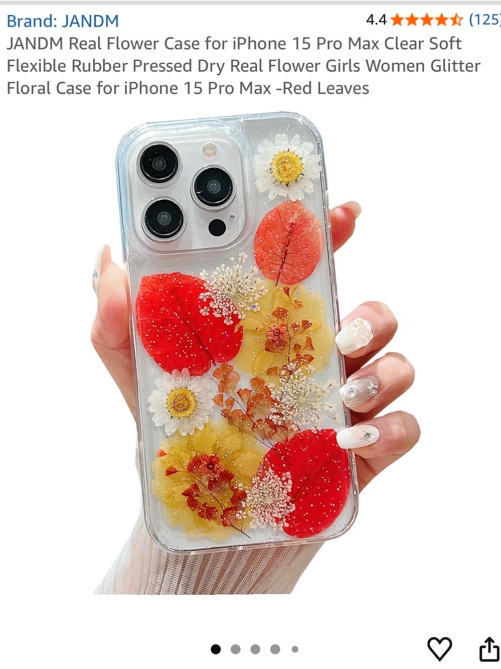 FREE w bundle -15 pro max Clear Pressed Flower Phone Case